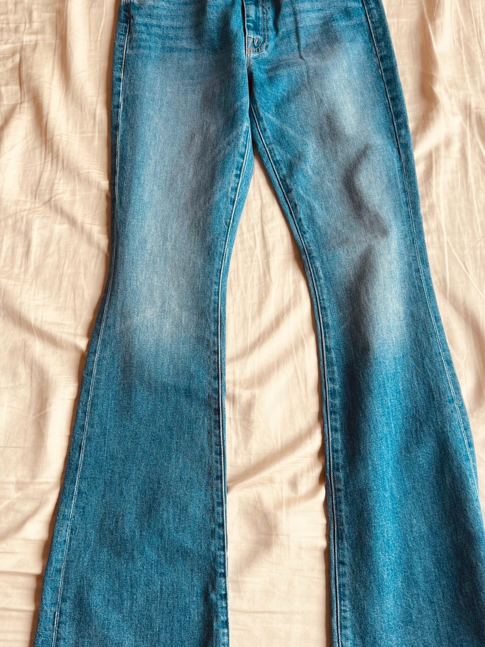 MOTHER Blue Flare Wide-Leg Jeans